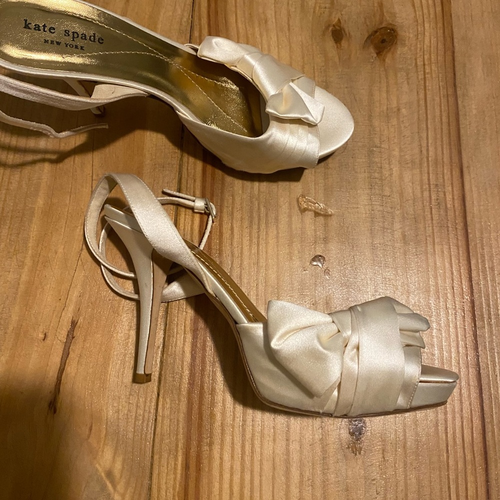 Kate Spade Ivory/cream satin platform heels